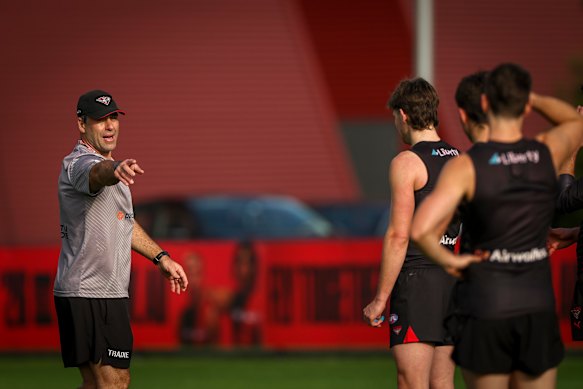 Interim Essendon coach Dean Solomon at training on Tuesday.