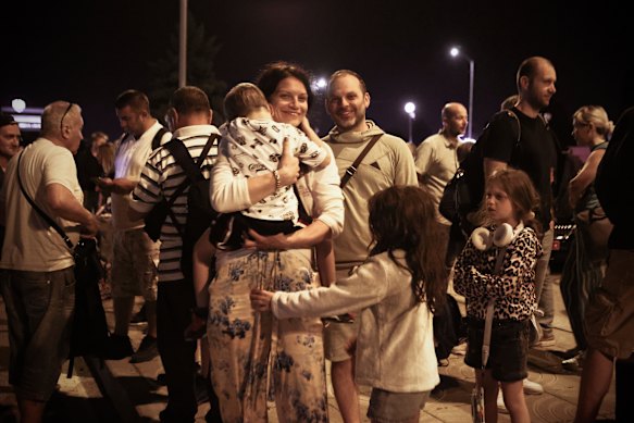 Evacuees on the tarmac.