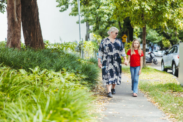 Parent Bec Foley, with her daughter Delilah, who will no longer be in the catchment for Inner Sydney High under the changes.