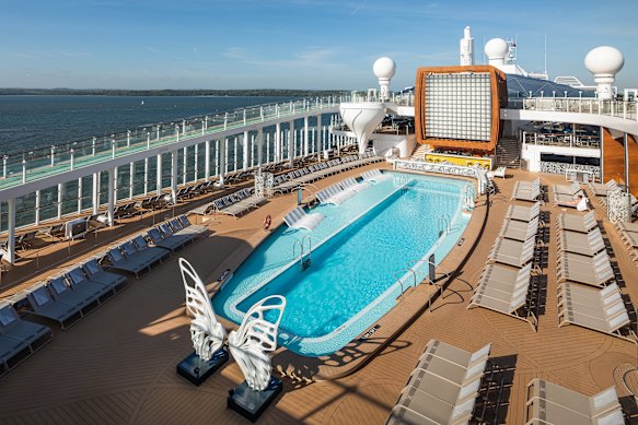 The main swimming pool onboard the Celebrity Edge.