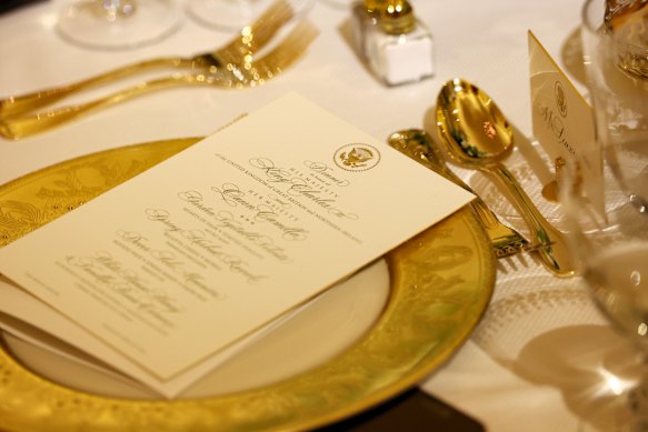 The four-course menu included Dover sole and spring herb ravioli.