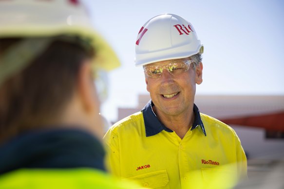 Outgoing chief executive Jakob Stausholm at the opening of the Baowu Western Range mine in the Pilbara last month.