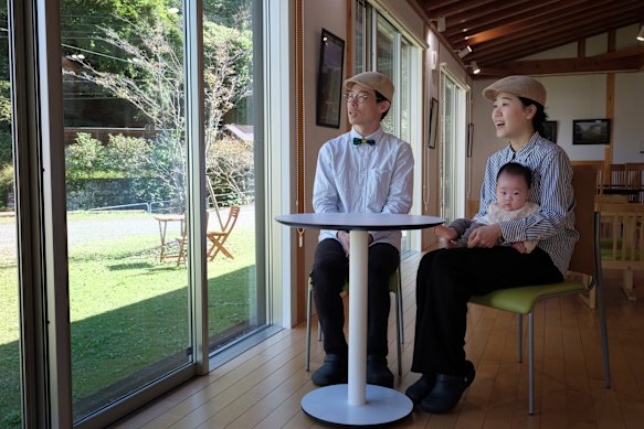 Genki Wanibuchi, 32, and his wife, Yuki, moved to Nanmoku under a government initiative. 