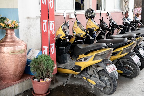 The Lalitpur metropolitan police now exclusively use electric motorbikes. 