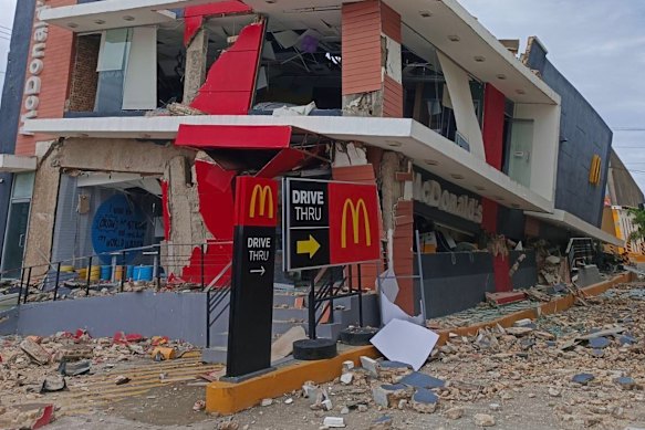 A damaged McDonald’s restaurant in Bogo City.