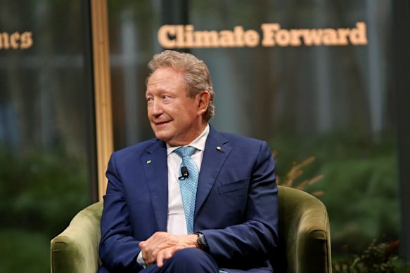 Andrew Forrest spoke onstage during the NYT Climate Forward 2025 at The Times Center on Wednesday.