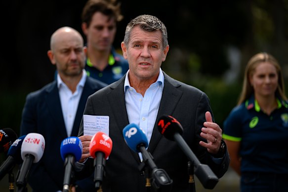 Mike Baird announcing the BBL sell-off.