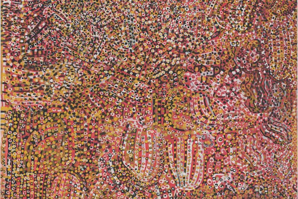 Emily Kam Kngwarray, Anmatyerr people, Ntang Dreaming, 1989, National Gallery of Australia.
