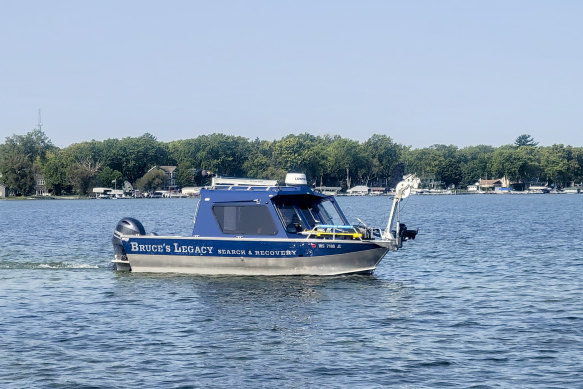 A photo provided by the Green Lake County Sheriff’s Office shows one of the boats used to conduct the search for a missing kayaker. 