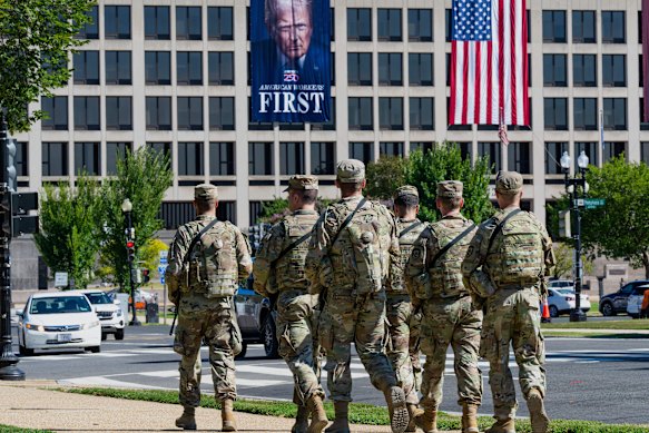 National Guard troops on patrol in Washington DC.