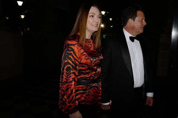 Former Murdoch consigliere Siobhan McKenna and her husband James Flintoff arrive.