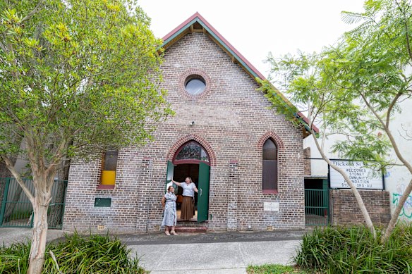 Loredana Fyffe and Elaena Gardner outside the 113-year-old church on  Dickson Street, Newtown. 