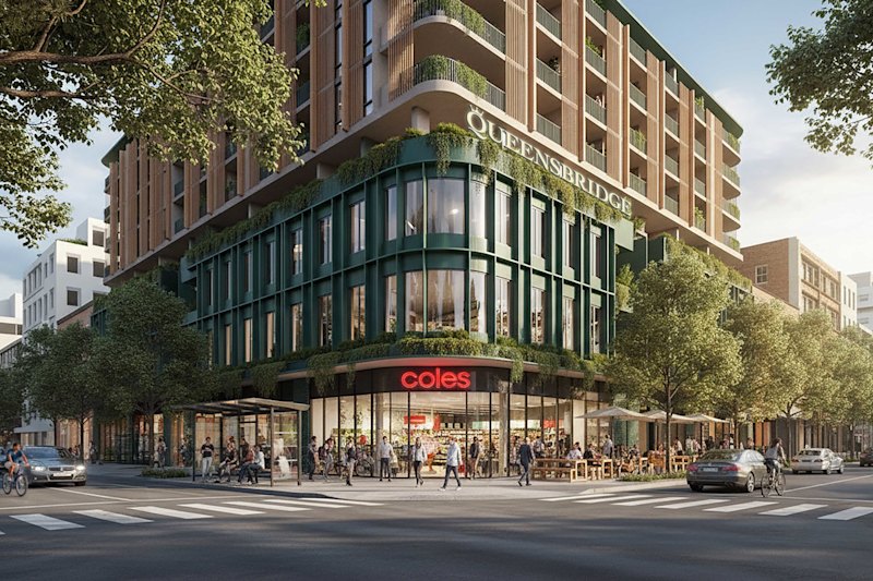 Artist impression of Conquest’s planned residential and retail precinct Stanmore Village.