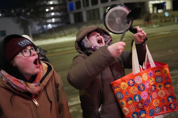 People take part in a noise demonstration protest.