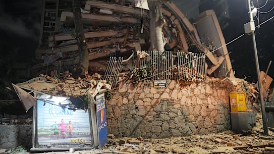 A collapsed building in central Caracas.