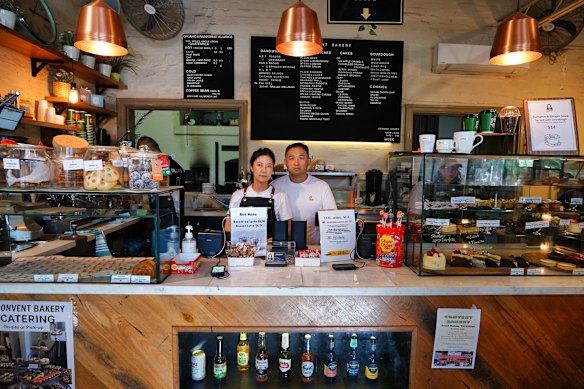 Bakery owners Joe Shin with his wife Hwayoung Choi at Bajery Café,  Abbotsford Convent.