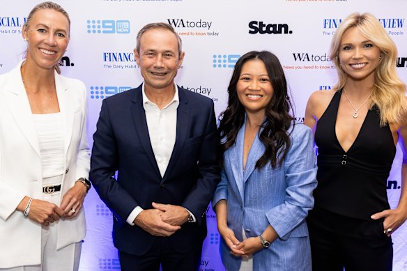 9News Perth sports presenter Alicia Molik, WA Premier Roger Cook, 9News Perth presenter Tracy Vo and Today show reporter Lara Vella. 