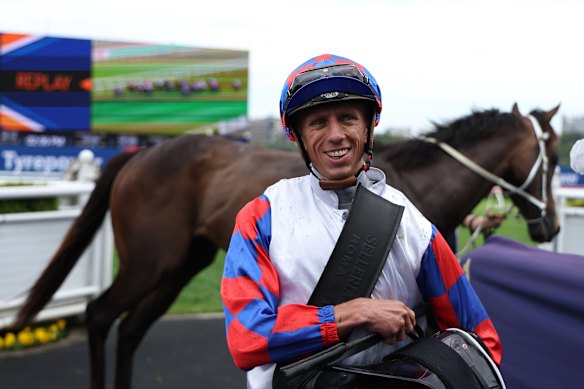 Jean Van Overmeire after winning the Four Pillars Midway on Sonofdec at Randwick on Golden Eagle day.