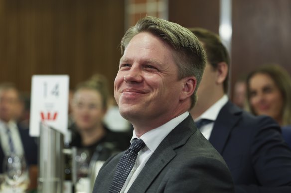 Labor national secretary Paul Erickson during Prime Minister Anthony Albanese’s National Press Club address earlier this year.