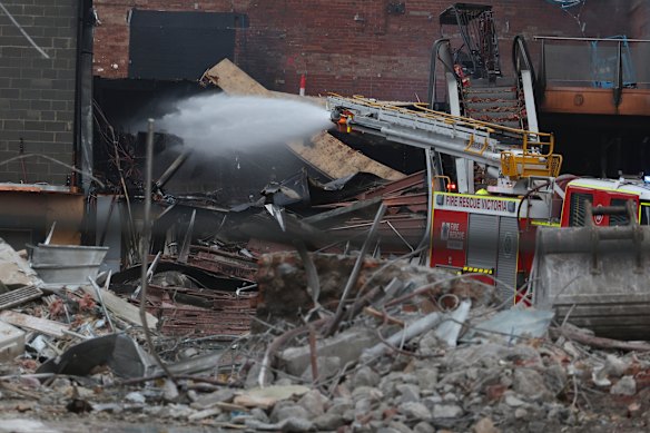 A fire truck at the Jam Factory on Friday morning.