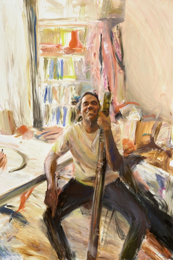 Spirovski’s Archibald Prize 2025 finalist, ‘Finger painting of William Barton’,
