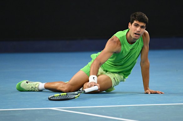 Alcaraz cramped, but prevailed.