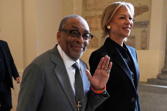Film Director Spike Lee and his wife Tonya Lewis Lee at the Vatican in Rome on Saturday.