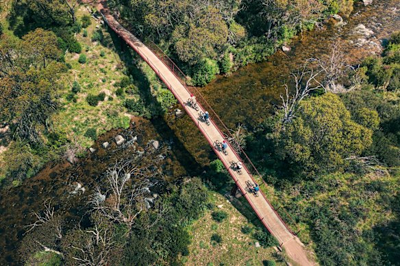 Mountain bikers can tackle the Thredbo Valley Track in the warmer months.