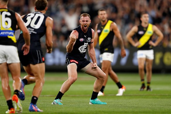 Sam Docherty splits the sticks in that memorable first game of 2022.