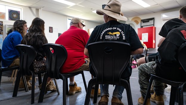 Teens during Circlework at the BackTrack shed.