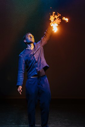 Khalid Abdalla on stage in Nowhere.