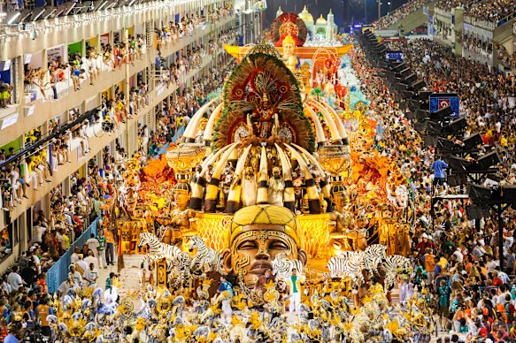 Revellers party at Rio Carnival at the Sambadrome.