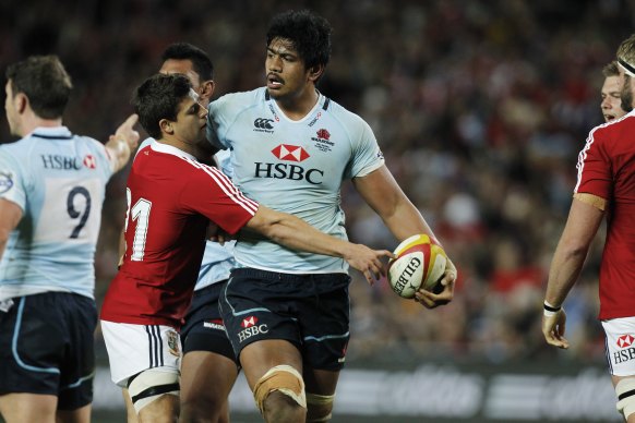 Will Skelton playing for the Waratahs against the Lions in 2013.