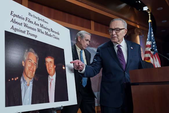 Chuck Schumer and other Democrats are pushing for more accountability from the US Justice Department on the release of the Epstein files.