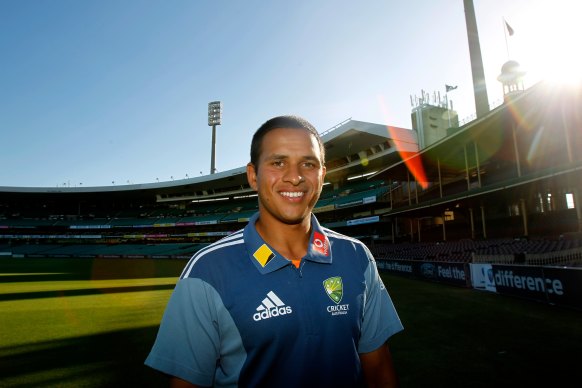 Usman Khawaja just before his 2011 Test debut at the SCG. 