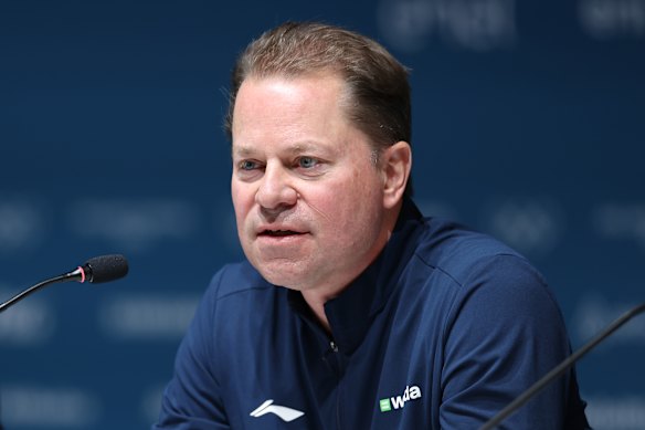 World Anti-Doping Agency director general Olivier Niggli at a press conference.