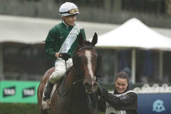 Jack Callan returns a winner on Esmahli on Saturday at Rosehill.