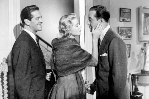 Robert Cummings (left), Grace Kelly and Ray Milland in Alfred Hitchcock’s Dial M for Murder.