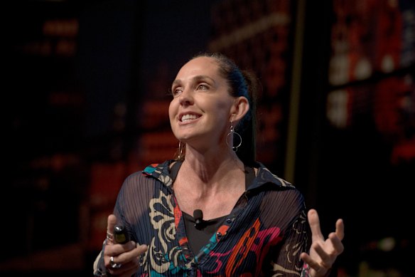 Boost Juice founder Janine Allis speaking at a conference in 2016.