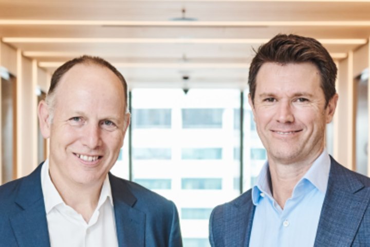 Sealing the deal: ESR Australia CEO Phil Pearce with Frasers’ Ian Barter.