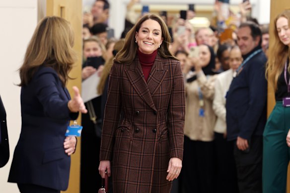 On a visit to the the Royal Marsden Hospital in January, Catherine wore a checked coat that had previously only been glimpsed through car windows.