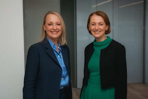 Accenture global CEO Julie Sweet (left) has struck a joint venture with Telstra boss Vicki Brady.