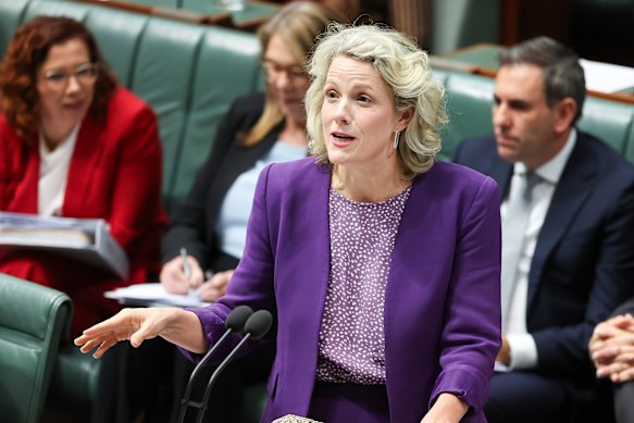 Minister for Housing Clare O’Neil during Question Time at Parliament House in Canberra. 
