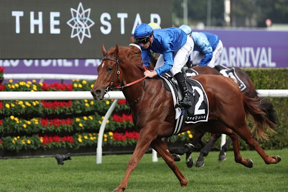 James McDonald wins the Percy Sykes Stakes on Tempted. Ethan Brown rides her on Saturday.