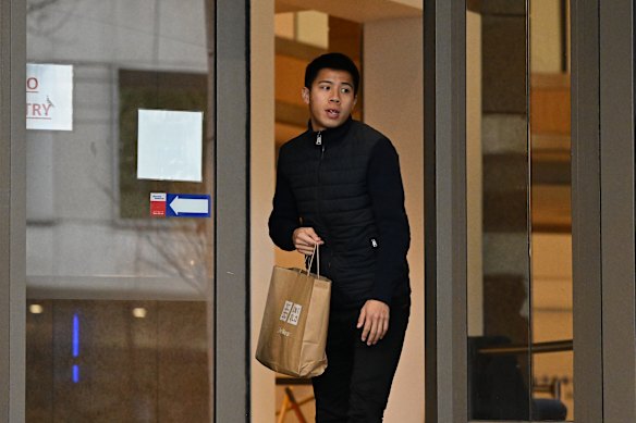 Yuta Hirayama leaving Melbourne Magistrates’ Court on Monday.
