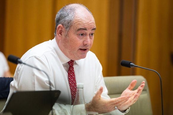 Andrew Irvine addresses the House standing committee on economics on Wednesday.