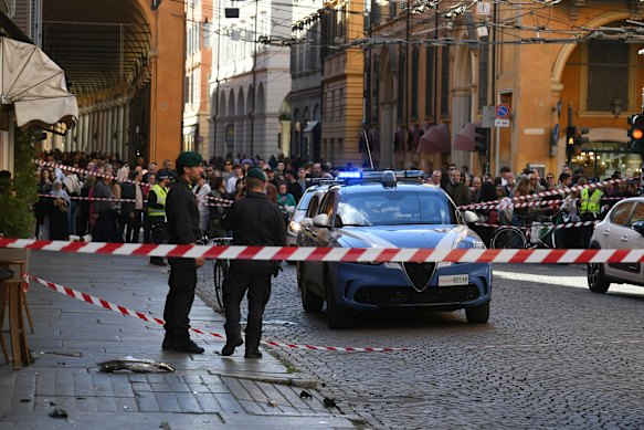 A crime scene was established after a car ploughed through a street in Modena.