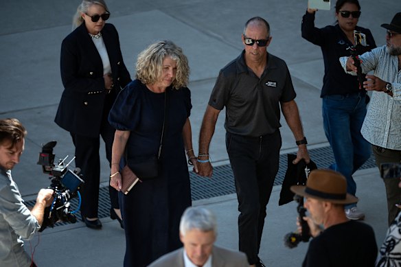 Debra and Martin Robinson arrive at court on Friday for the verdict.