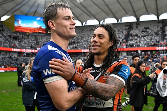 Lachlan Galvin and Jarome Luai after Sunday’s match.
