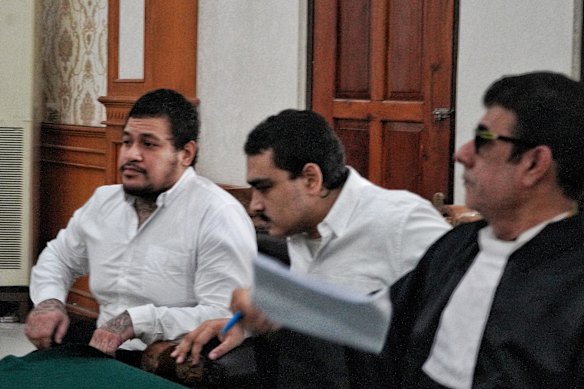 Paea I Middlemore Tupou (left) and Mevlut Coskun (centre) in court on Thursday over the shooting of Zivan “Stipe” Radmanovic and Sanar Ghanim.